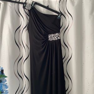 Floor Length, Asymmetrical, Bejeweled Prom Dress/Wedding Guest Dress -